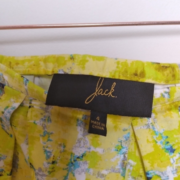 Jack By Bb Dakota Yellow and Blue Abstract Print Pleated Mini Skirt Size 4 - Picture 10 of 12